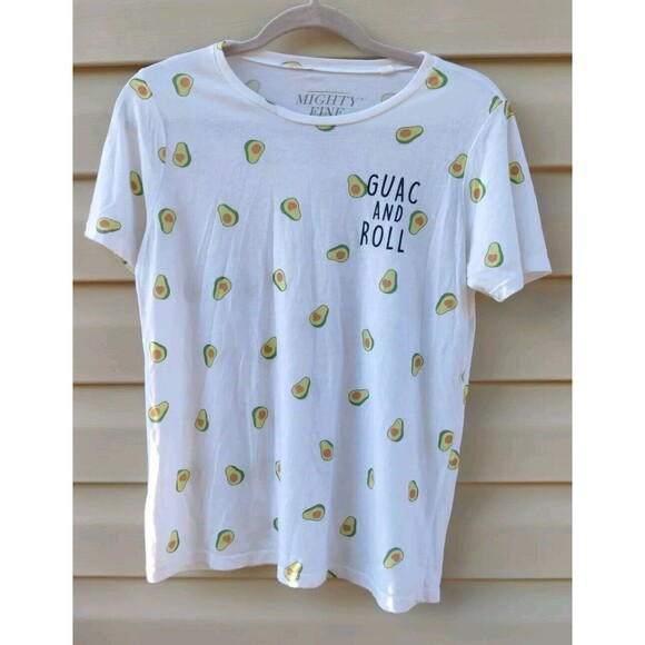 Mighty Fine Avocado Guac and Roll T-shirt Graphic Tee Funny Pun Womens Large L - Picture 3 of 12